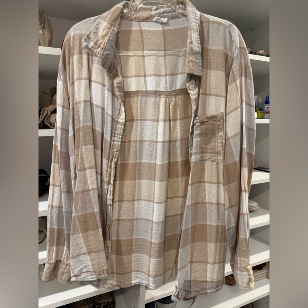 Cotton On Beige and White Plaid flannel